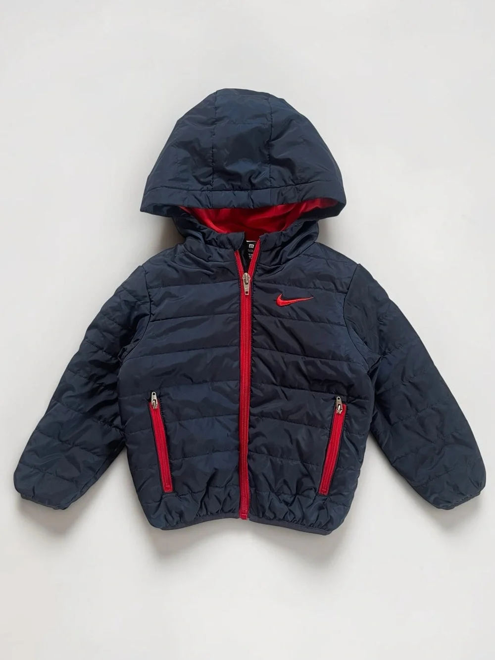 NIKE EUC/LN Navy Quilted Lightweight Insulated Hooded Puffer Jacket